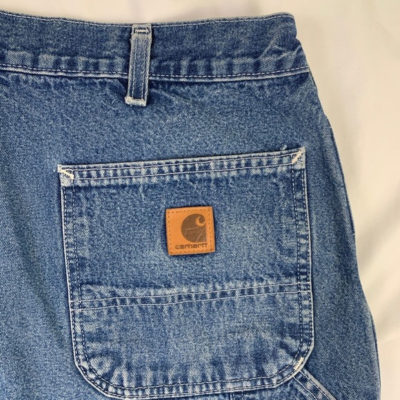 VTG Y2K Carhartt Loose Dungaree Fit B13 DST Skate Blue Jeans 38x26 Cyber Baggy - Picture 2 of 10